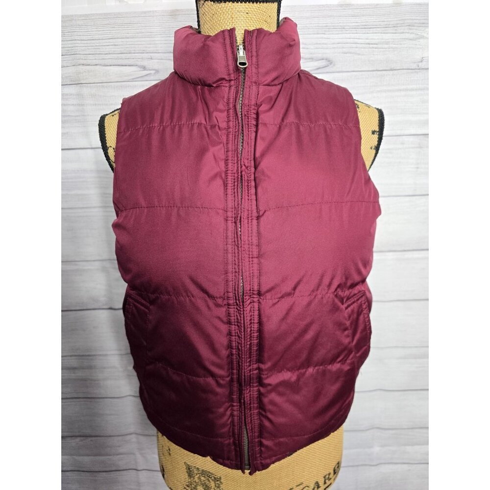 Vintage Maroon Brown Reversible Puffer Vest